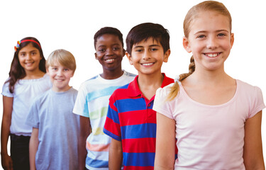 Canvas Print - Smiling little school kids in school corridor