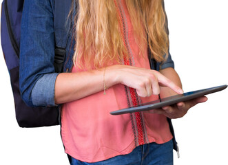 Canvas Print - Student using tablet in library 