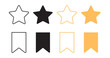 Favorite icon. Black and yellow filled and outlined star and bookmark vector signs of Favorite. logo, vector, badge, stamp, Sign, Seal emblem of Favorite icon.