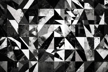 Aufkleber - abstract black and white shapes in a minimalist composition. Generative AI