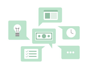 Fototapete - Multiple message bubbles semi flat color vector icons bundle. Speech balloons. Editable full sized elements on white. Simple cartoon style spot illustrations pack for web graphic design and animation