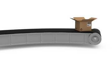 Poster - 3D image of production line with open cardboard box