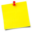 canvas print picture - Blank yellow sticky note with thumbtack