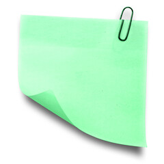 Sticker - Green blank sticky note with paper clip