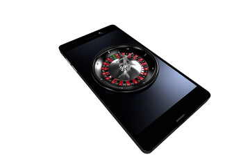 Poster - 3D image of smartphone with roulette wheel