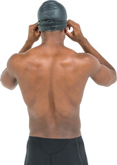 Sticker - Rear view of swimmer in shirtless wearing swimmingÂ goggles