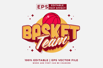 Poster - Editable text effect basket team logo 3d cartoon style premium vector
