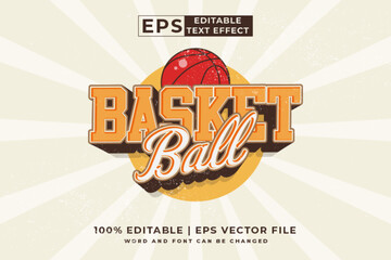 Poster - Editable text effect basket ball logo 3d cartoon style premium vector