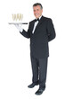 Waiter standing with tray of champagne