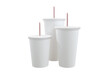 White cups over white background