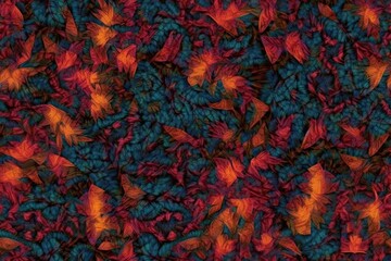 Wall Mural - vibrant and colorful leaf pattern set against a dark background. Generative AI