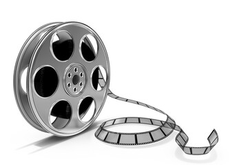 Leinwandbilder - Film reels and negatives on white background