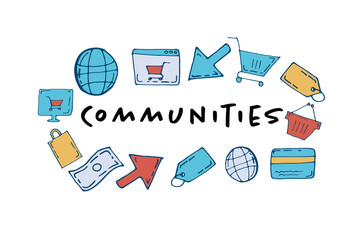 Poster - Communities text surrounded by various icons