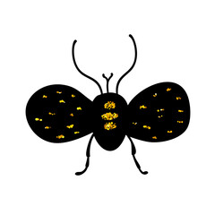 Wall Mural - black and gold glitter bug beetle, celestial vector fairy insect golden art illustration