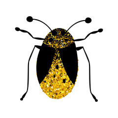 Wall Mural - black and gold glitter bug beetle, celestial vector fairy insect golden art illustration