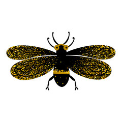 Wall Mural - black and gold glitter moth butterfly, celestial vector fairy insect illustration