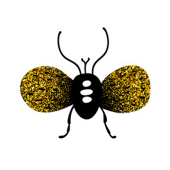 Wall Mural - black and gold glitter bug beetle, celestial vector fairy insect golden art illustration