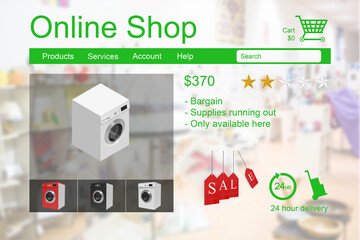 Poster - Washing machines for sale displayed on web page