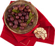 Olives with rosemary in bowl