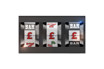 Sticker - Digitally generated image of casino slot machine showing pound signs