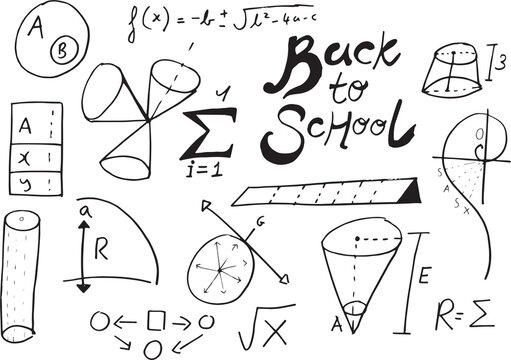 Back t o school text with geometric shapes