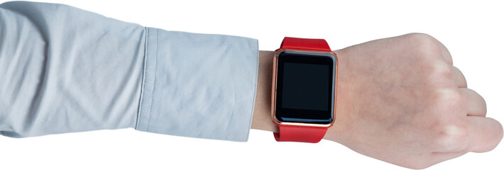 Canvas Print - Cropped image of man wearing smart watch