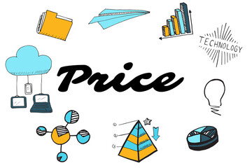 Poster - Price text amidst various icons