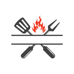 bbq grill logo icon design vector