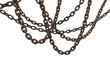 Closeup 3d image of linked chains hanging
