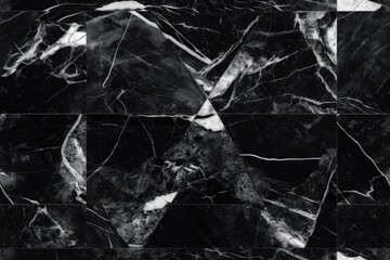 Canvas Print - black and white geometric wallpaper with marble pattern. Generative AI