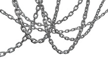 3d Image Of Tangled Metal Chains 
