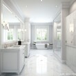 A clean shot of a master bathroom ai generative illustration