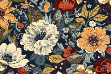 Poster - colorful floral pattern with varying sizes and shapes. Generative AI