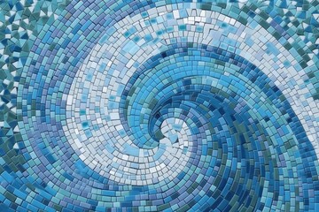 Poster - vibrant blue mosaic tile wall in close-up. generative ai