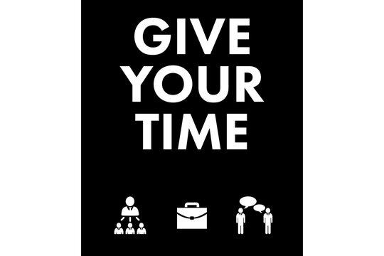Composite image of give your time text and symbols