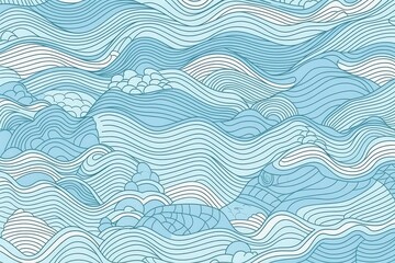 blue and white wave pattern with a fluid movement. Generative AI