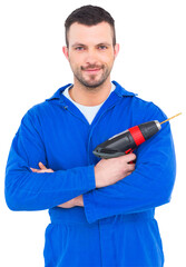 Wall Mural - Confident handyman holding power drill