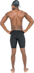 Poster - Rear view of swimmer on white background