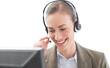 Smiling businesswoman with headset 