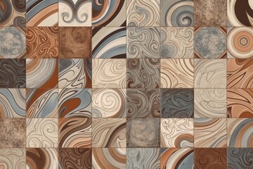 Poster - colorful and abstract patchwork pattern. Generative AI