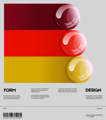 Aufkleber - Realistic balls journal cover concept bundle. Bold form graphic design, useful for album print, website header, web banner