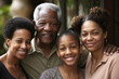 Daughter, mom and grandfather and grandmother. Three generations of African American Black family. High quality generative AI