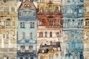Poster - Colorful Buildings in a Vibrant Cityscape. Generative AI