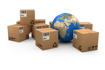 Poster - Blue globe with boxes