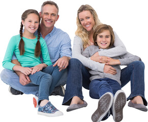 Happy family over white background