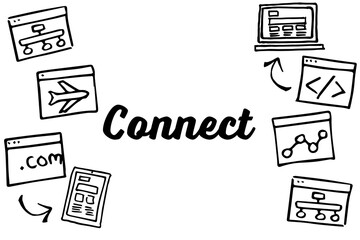 Poster - Connect text surrounded by various icons