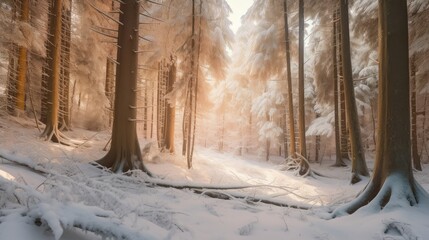 snowy forest after a snowfall. created with generative ai.