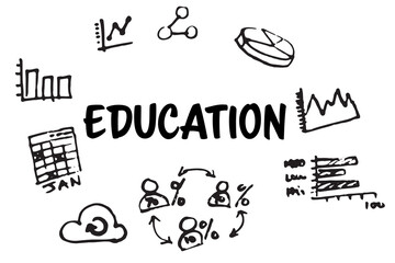 Poster - Education text surrounded by various vector icons