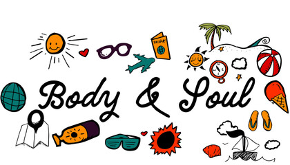 Poster - Body text amidst various colorful vector icons