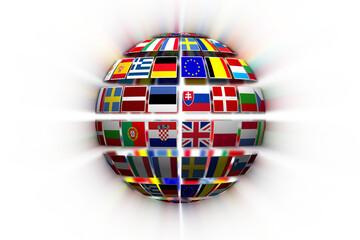 Sticker - Globe with various national flags